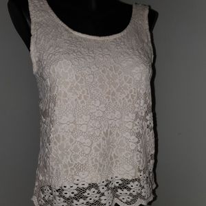 Lace sleeveless top, cream color, size 6, TopShop